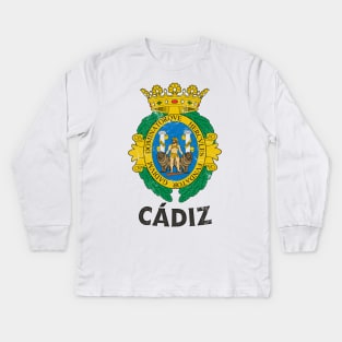 Cádiz / Vintage Style Flag Design Kids Long Sleeve T-Shirt